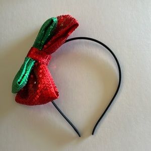 Hair Bow and headband - red and green